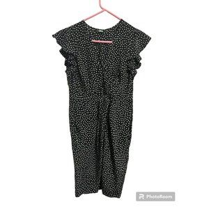 MAX MARA 100% SILK Weekend Navy Polka Dot DRESS 40/ US 06 Pockets Tie